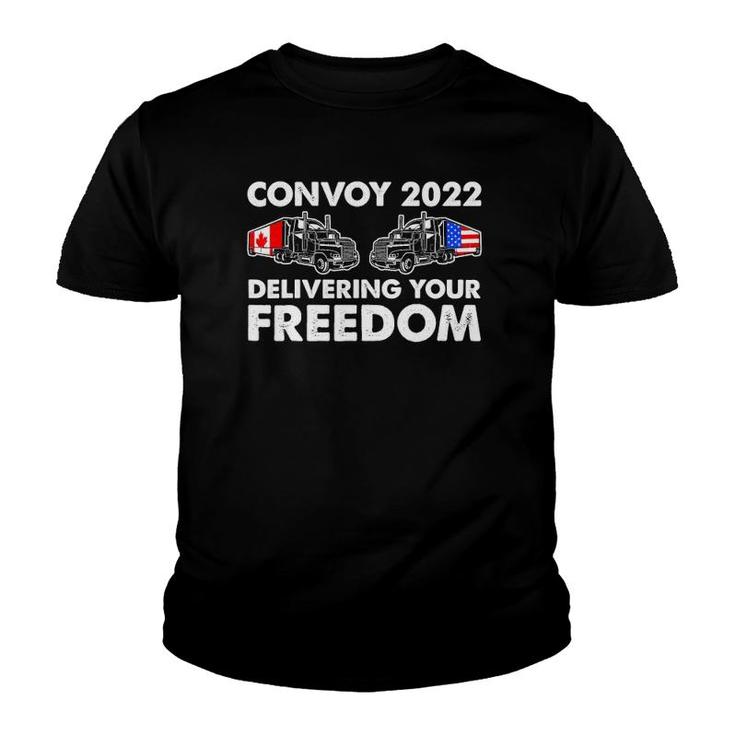 American Trucker Convoy 2022 Usa Canada Truck Driver Protest Youth T-shirt