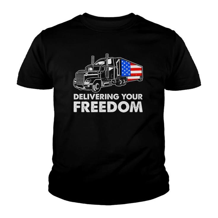American Trucker Freedom Convoy 2022 Usa Canada Truck Driver  Youth T-shirt