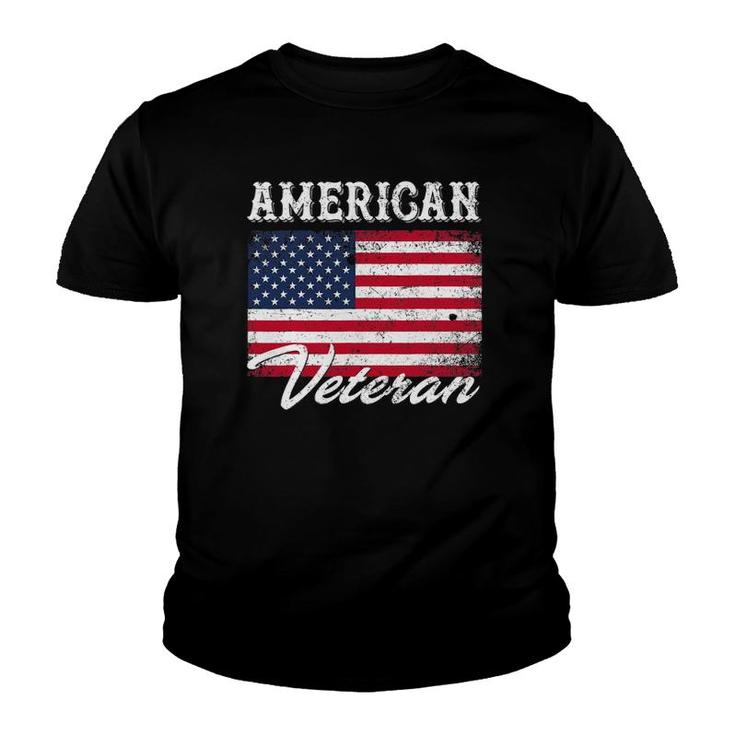 American Veteran Flag  For Dad And Grandpa 4Th Of July Youth T-shirt