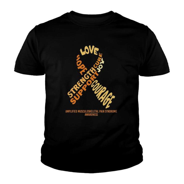 Amps Awareness Ribbon With Words Youth T-shirt