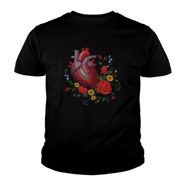 Anatomical Heart And Flowers Show Your Love Women Men Version Youth T-shirt