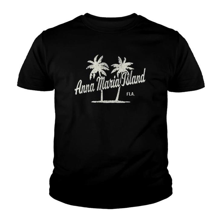 Anna Maria Island Florida Vintage 70S Palm Trees Graphic Youth T-shirt