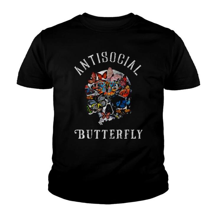 Antisocial Butterfly Fairy Grunge Fairycore Aesthetic Goth  Youth T-shirt