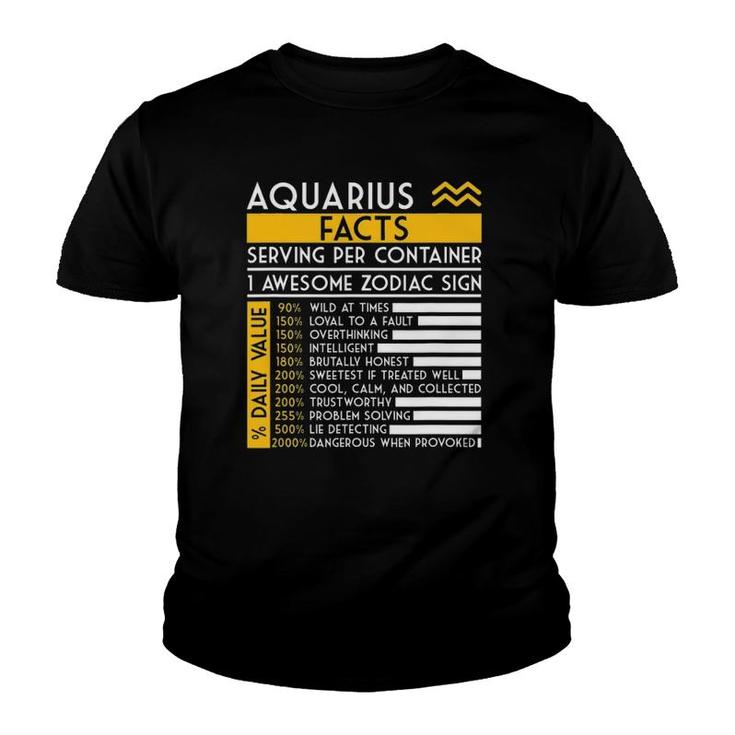 Aquarius Facts Zodiac Horoscope Funny Astrology Star Sign Youth T-shirt