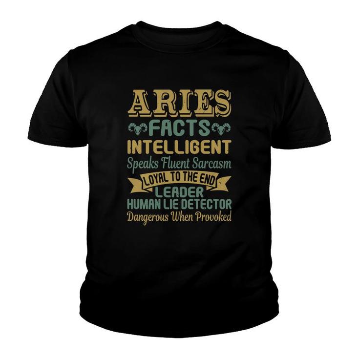 Aries Facts Intelligent Speaks Fluent Youth T-shirt