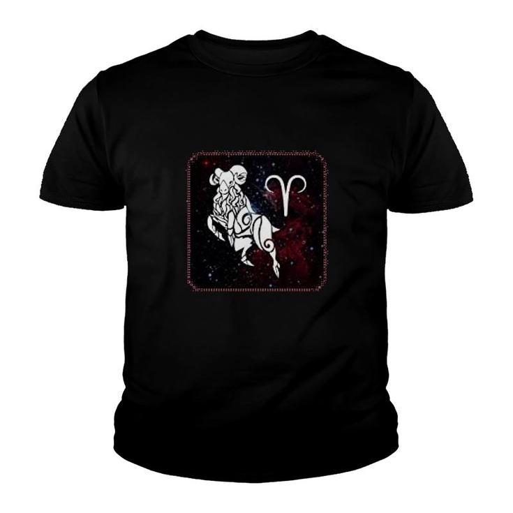Aries Zodiac Sign Horoscope In Space Youth T-shirt