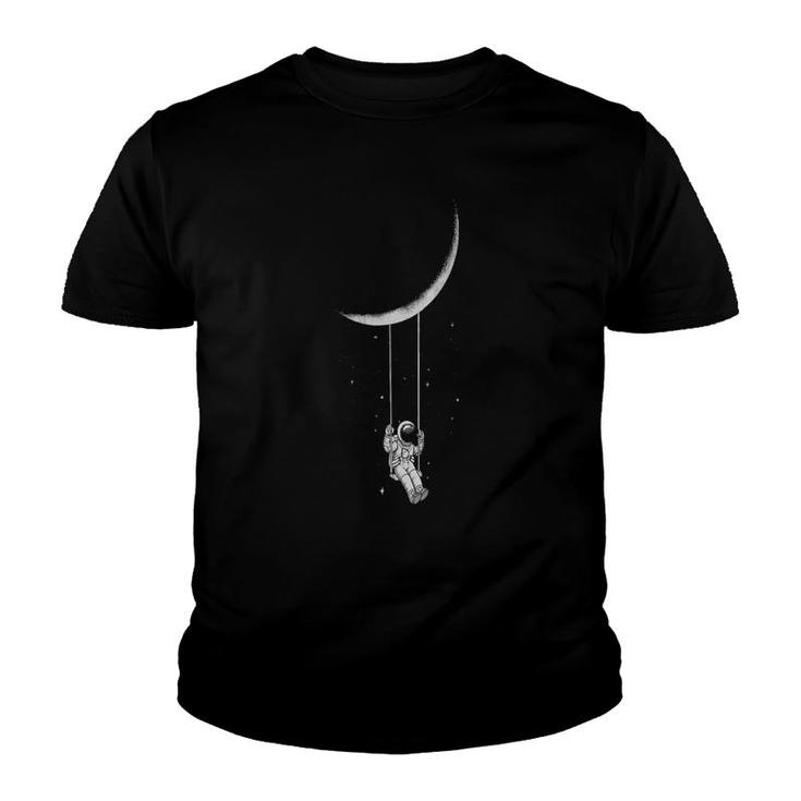 Astronaut Riding A Swing Tethered To The Moon Youth T-shirt