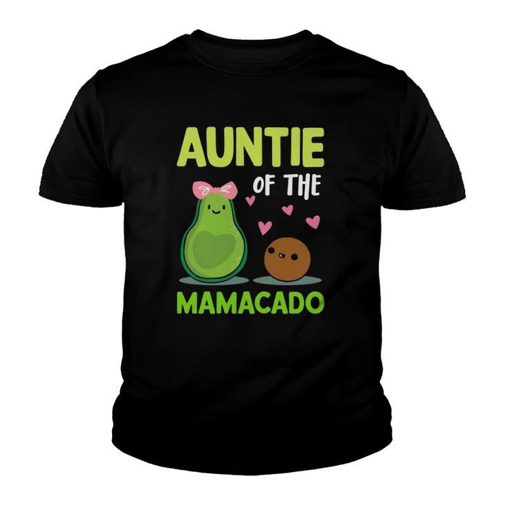 Auntie Of The Mamacado Avocado Family Matching Mother's Day Pink Bow Heart Youth T-shirt