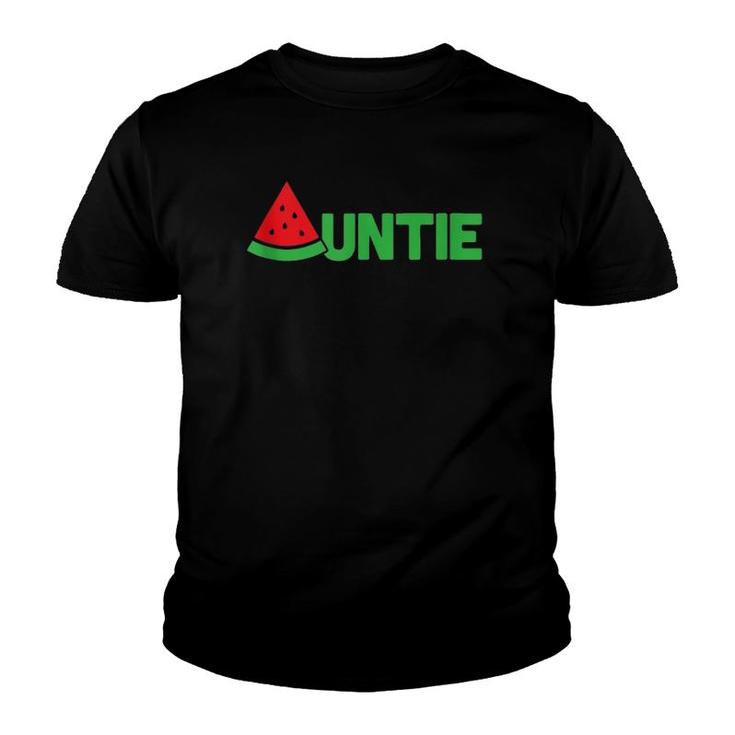 Auntie Watermelon Funny Summer Tropical Fruit Aunt Humor  Youth T-shirt