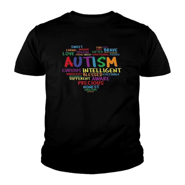 Autism Awareness Month Rainbow Heart Youth T-shirt