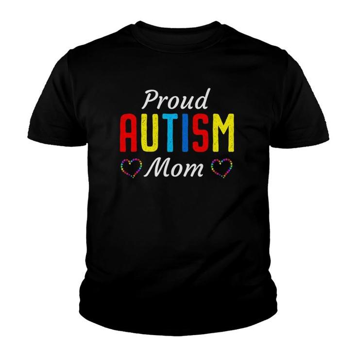 Autism Awareness Proud Autistic Mom Cute Puzzle Piece Mother Youth T-shirt