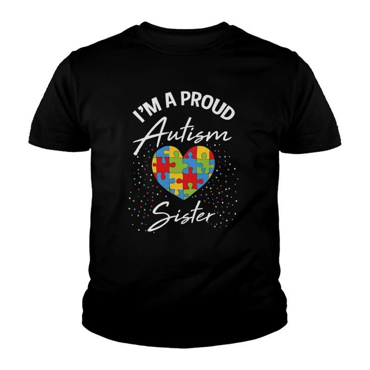 Autism Awareness Proud Sister Puzzle Heart Cool Family Gifts Youth T-shirt