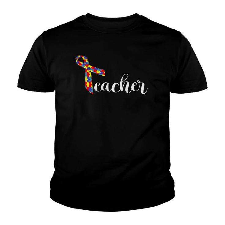Autism Teacher Women Men Adult Awareness Ribbon Gift Youth T-shirt