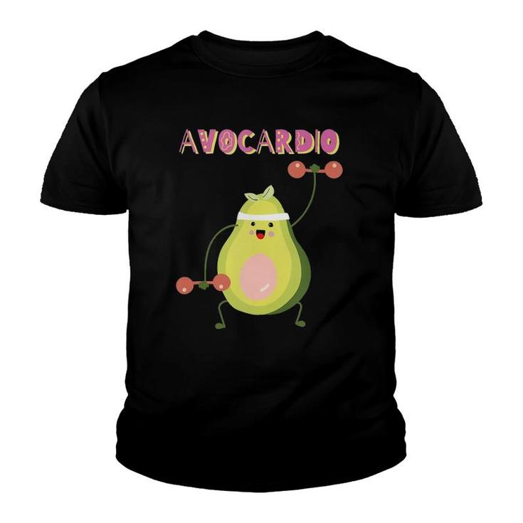 Avocardio Funny Avocado Fitness Workout Avo-Cardio Exercise Tank Top Youth T-shirt