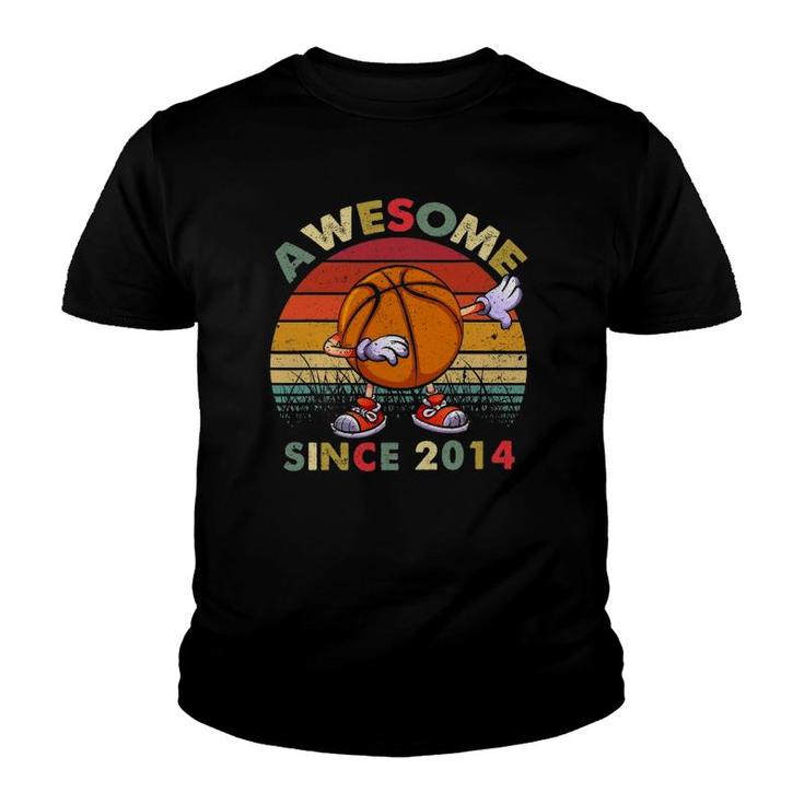Awesome Since 2014 8Th Birthday S Dab Basketball Bday Youth T-shirt