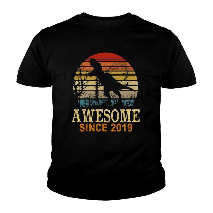 Awesome Since 2019 Dinosaur 2 Years Old 2Nd Birthday Youth T-shirt
