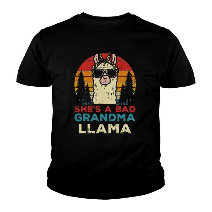 Bad Grandma Llama Retro Alpaca Mothers Day Nana Granny Women Youth T-shirt