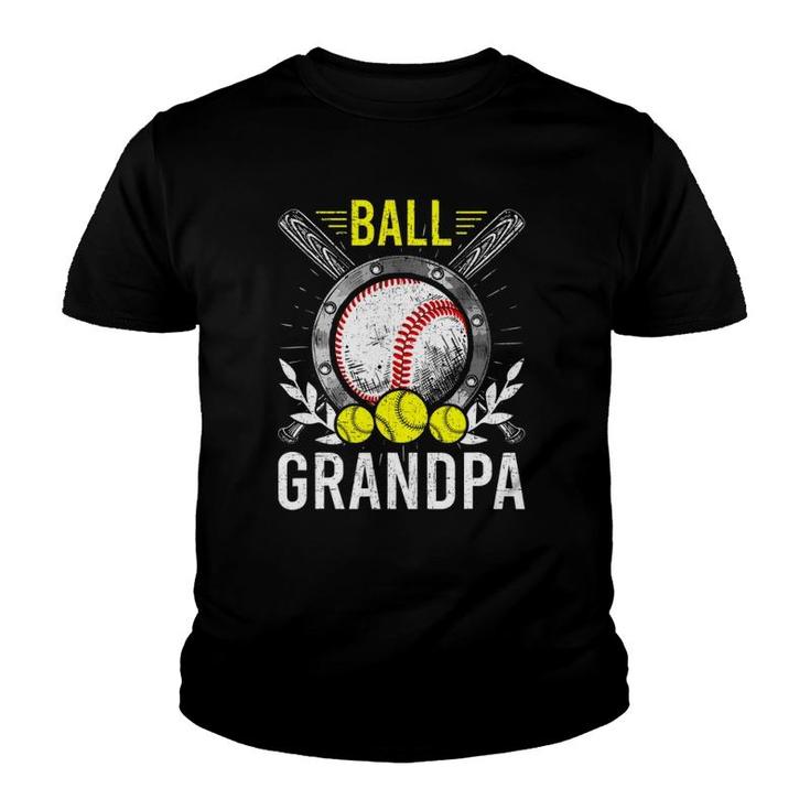 Ball Grandpa Baseball Lover Grandpa Father's Day Youth T-shirt
