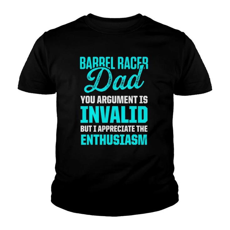 Barrel Racing Dad Horse Race Rodeo Racer Youth T-shirt
