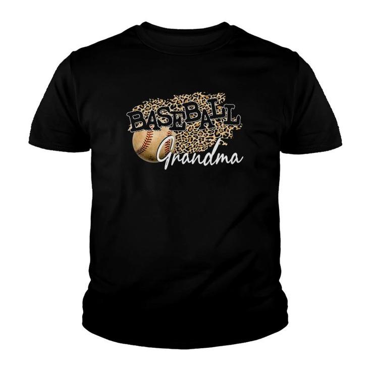 Baseball Grandma Leopard Mother's Day Youth T-shirt