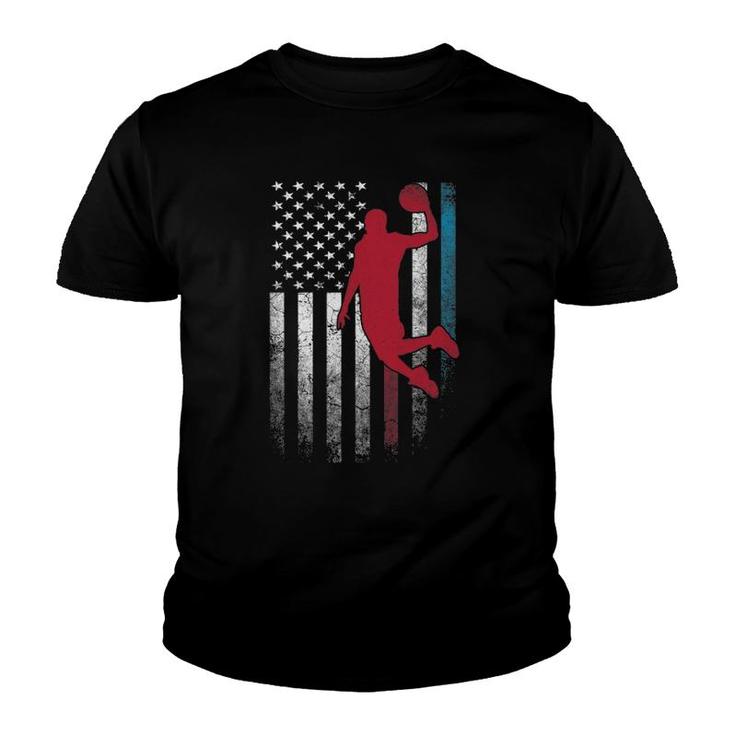 Basketball Ball 4Th Of July American Flag Usa America Youth T-shirt
