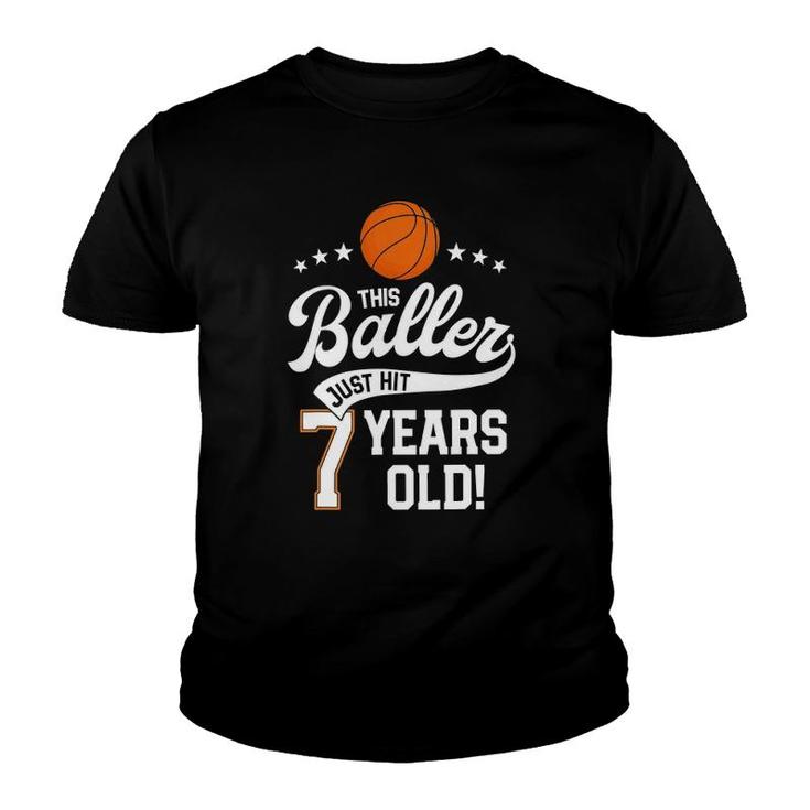 Basketball Birthday  7 Years Basketball Themed Party Youth T-shirt