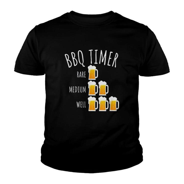 Bbq Timer Beer Drinking Funny Grilling Youth T-shirt
