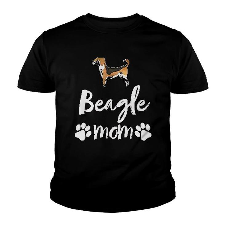 Beagle Mom With Paws Prints Youth T-shirt