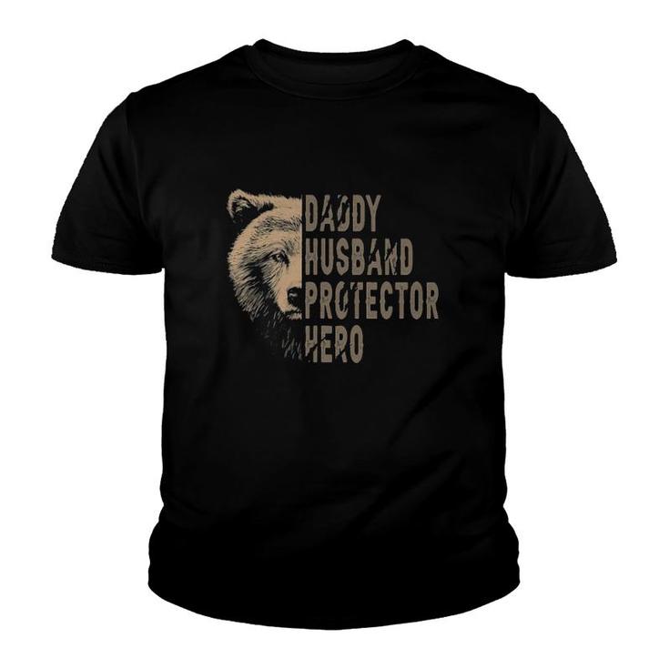 Bear Dad Funny Husband Daddy Protector Hero Fathers Day Youth T-shirt