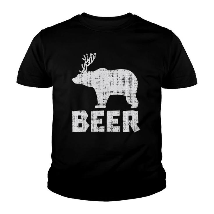 Bear Deer Beer Funny Drinking Hunting Camping Dad Uncle Gift  Youth T-shirt