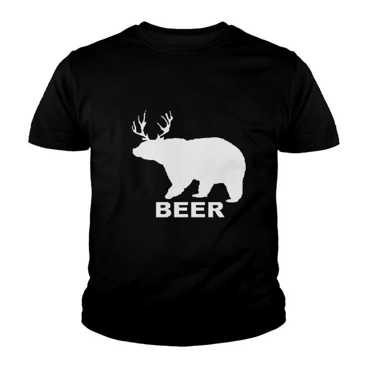 Bear Deer Beer Funny Drinking Youth T-shirt
