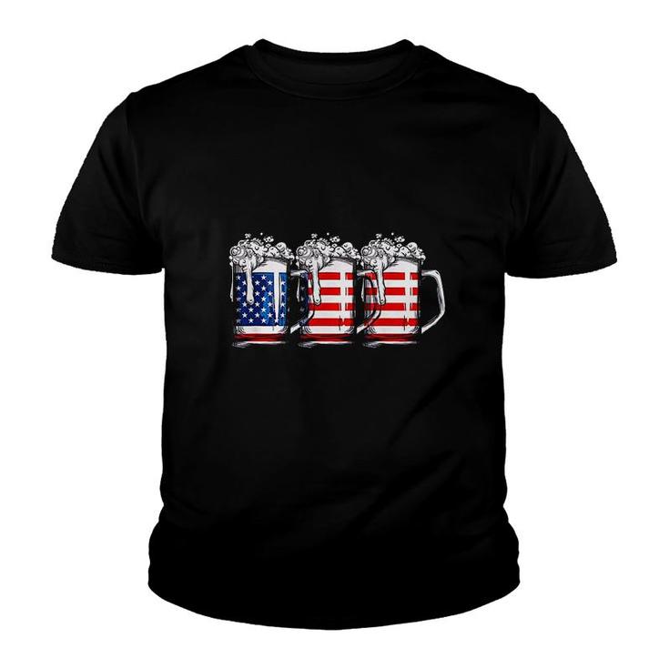 Beer American Flag 4th Of July Youth T-shirt