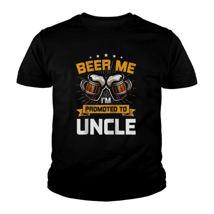 Beer Me I'm Promoted To Uncle Gender Reveal Party Raglan Baseball Tee Youth T-shirt