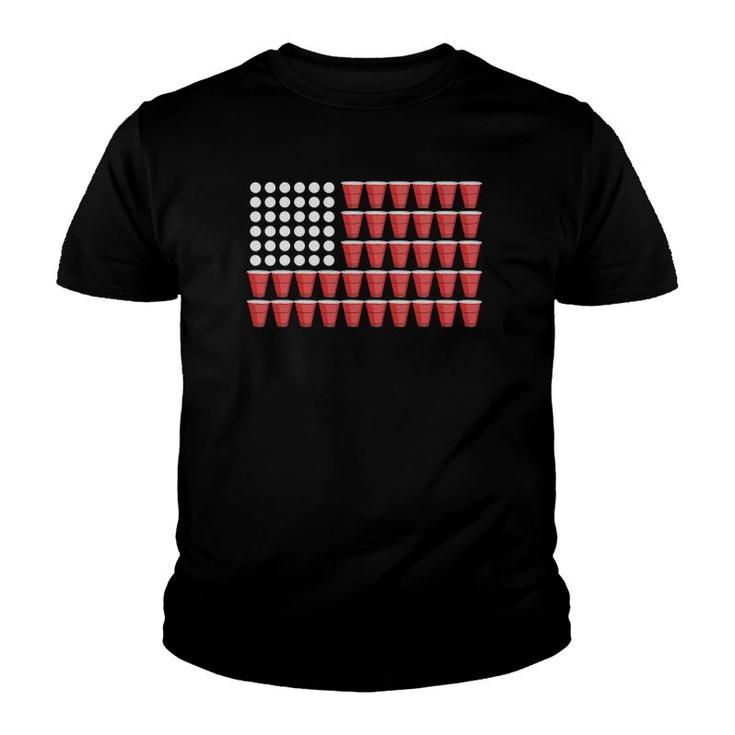 Beer Pong American Flag  4Th Of July Fourth Party Youth T-shirt