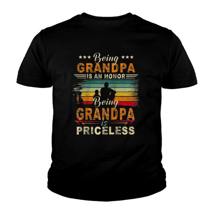 Being Grandpa Is An Honor Being Grandpa Is Priceless Raglan Baseball Tee Youth T-shirt