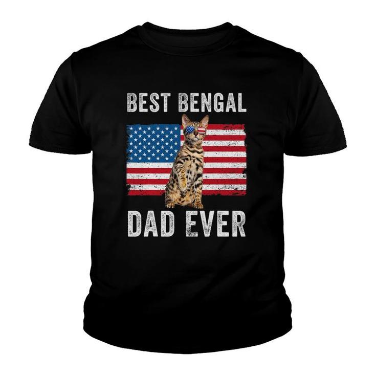 Bengal Dad American Flag Bengal Cat Lover Owner Kitty Kitten Youth T-shirt