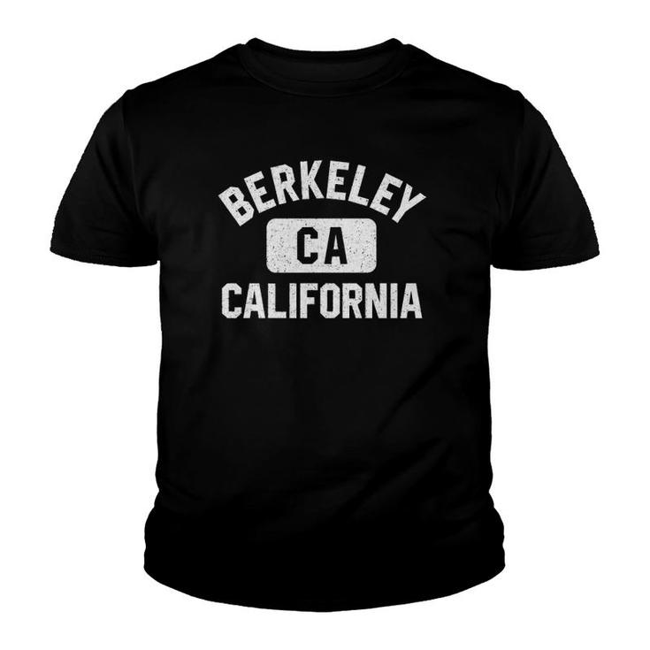 Berkeley Ca California Gym Style Distressed White Print  Youth T-shirt