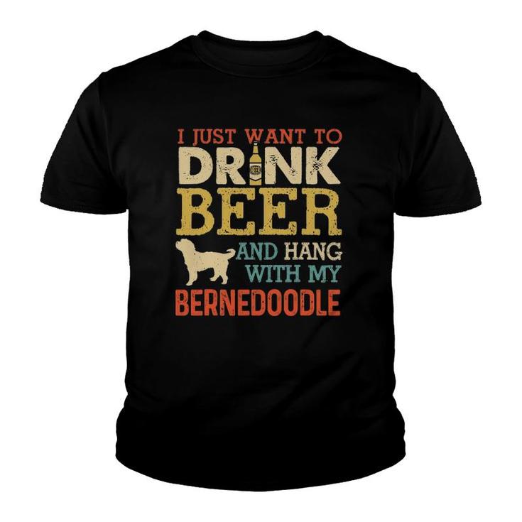 Bernedoodle Dad Drink Beer Hang With Dog Funny Men Vintage Youth T-shirt