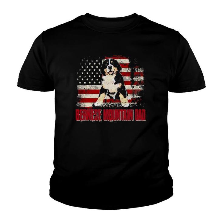 Bernese Mountain Dad American Flag 4Th Of July Dog Lovers Youth T-shirt