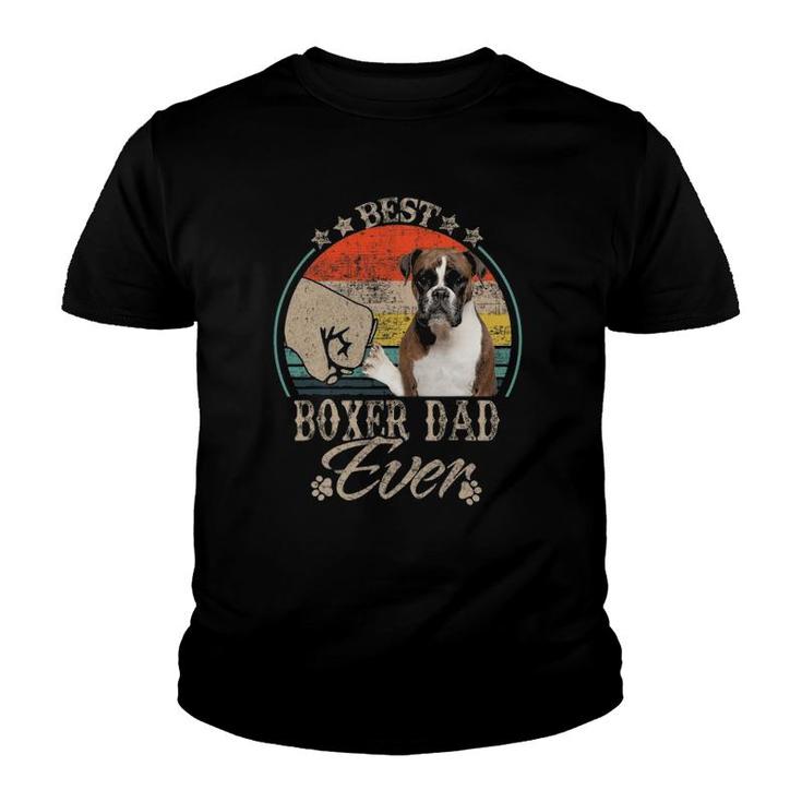 Best Boxer Dad Ever - Vintage Fist Bump Dog Lovers Gift Youth T-shirt