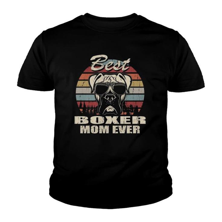 Best Boxer Mom Ever Vintage Retro Dog Mom Youth T-shirt