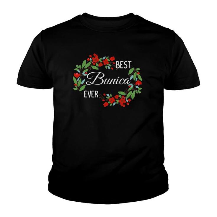Best Bunica Ever Romanian Grandmother Mother's Day Flowers Youth T-shirt