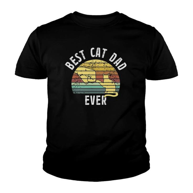 Best Cat Dad Ever Father's Day Retro Sun Cats Lovers Youth T-shirt