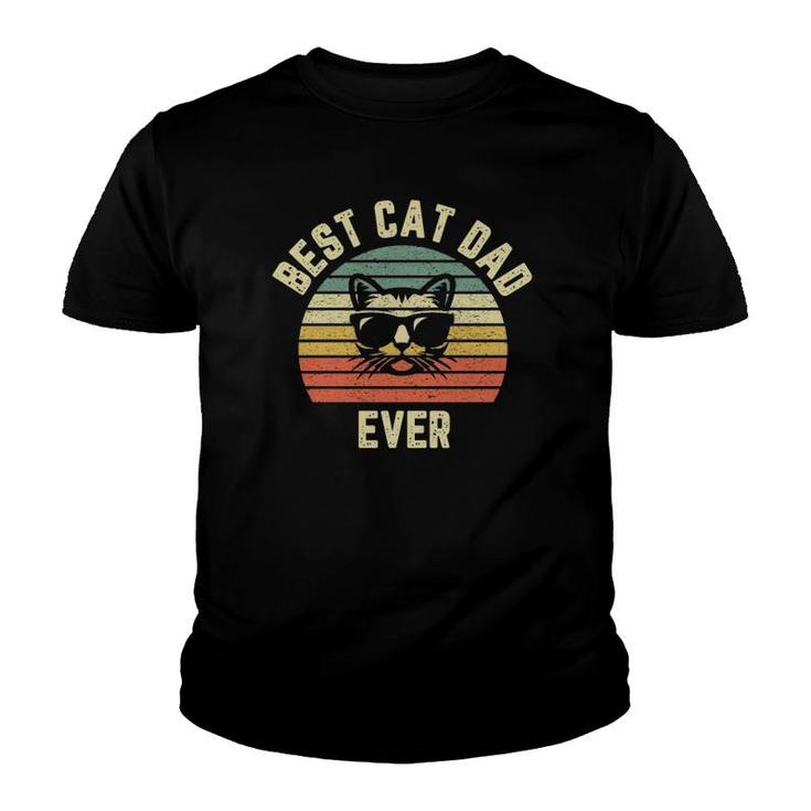 Best Cat Dad Ever Gift Idea Vintage Cat Guy Youth T-shirt
