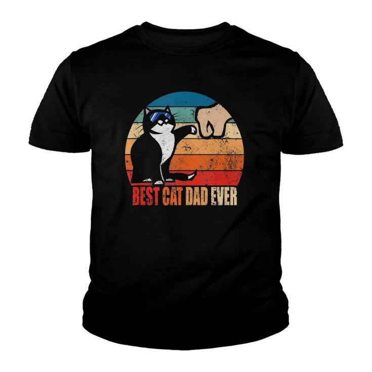 Best Cat Dad Ever Paw Fist Bump Funny Father's Day Tee  Youth T-shirt