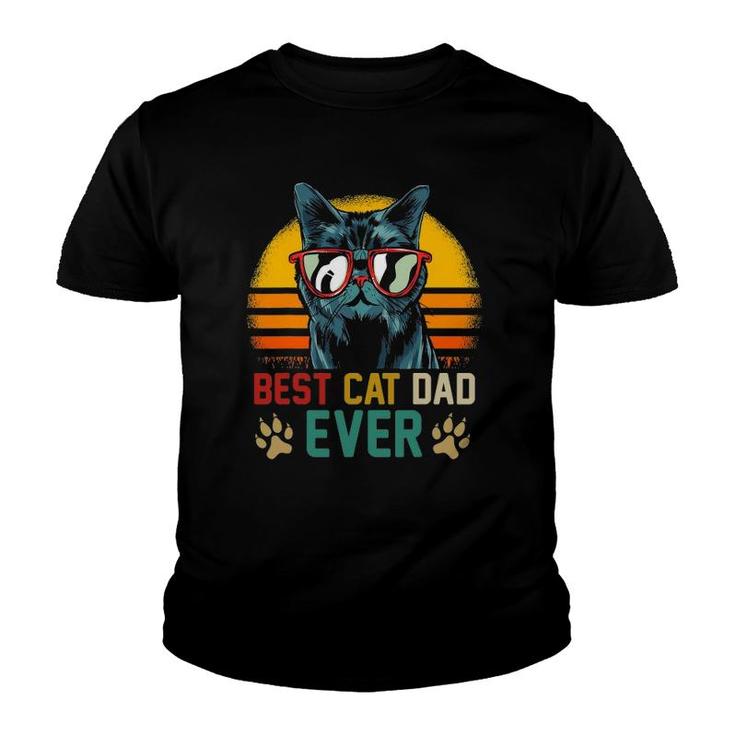 Best Cat Dad Ever Vintage Cat Daddy Fathers Day Youth T-shirt