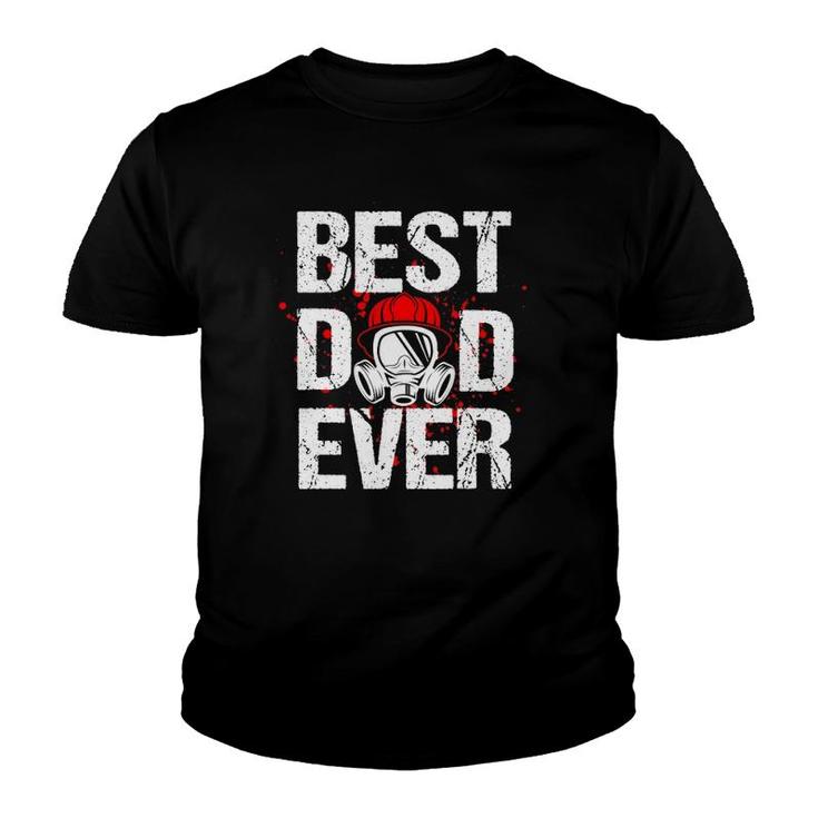 Best Dad Ever Vintage Firefighter Thin Red Line Fireman Gift Youth T-shirt