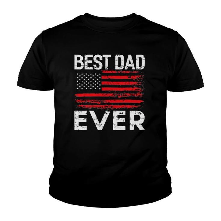 Best Dad Ever With Us American Flag Youth T-shirt