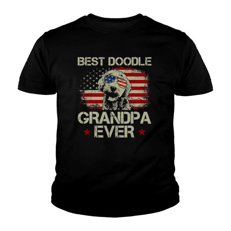 Best Doodle Grandpa Ever  Goldendoodle 4Th Of July Gift Youth T-shirt