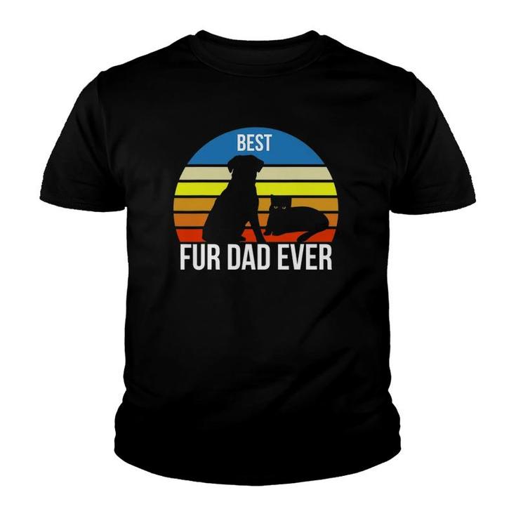 Best Fur Dad Ever Vintage Retro Dog And Cat Owner Funny Youth T-shirt